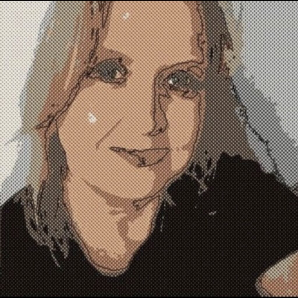 Porträtt i popkonststil av Marlene Tyckosdotter, bloggare, skribent och vänsterpolitisk röst.
