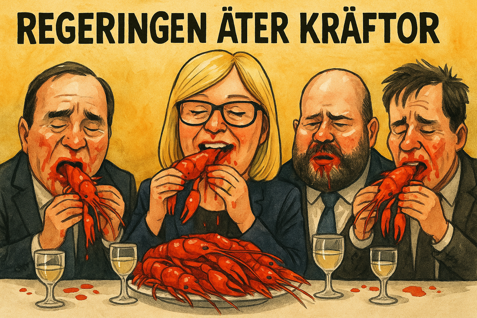 Kräftskivor på Harpsund,och en budget som luktar röta