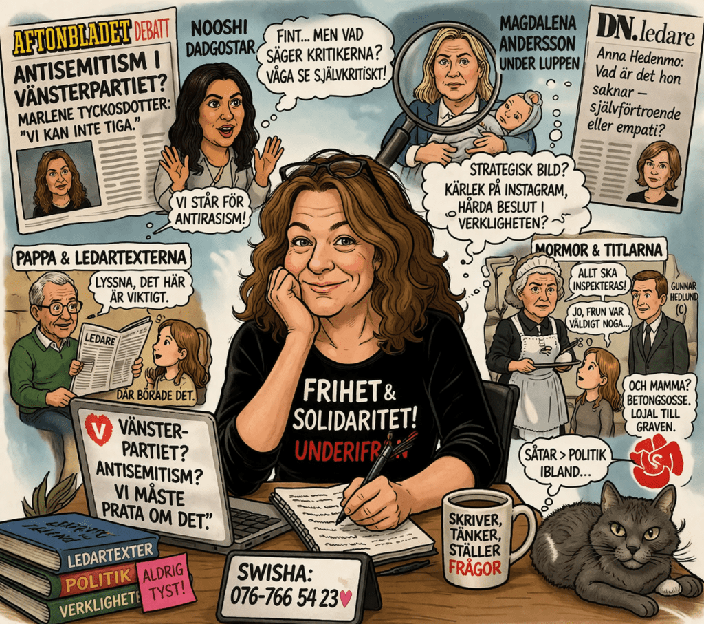 Tecknad bild från AI om min blogg text, sammanfattad