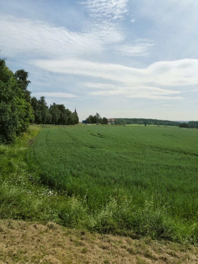 Början på kyrkostigen. Naturskön bild